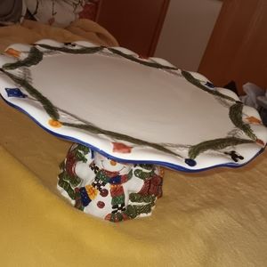 Xmas snowman pedestal cake stand